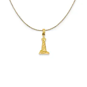 14k Yellow Gold 3D Cape Hatteras Lighthouse Necklace