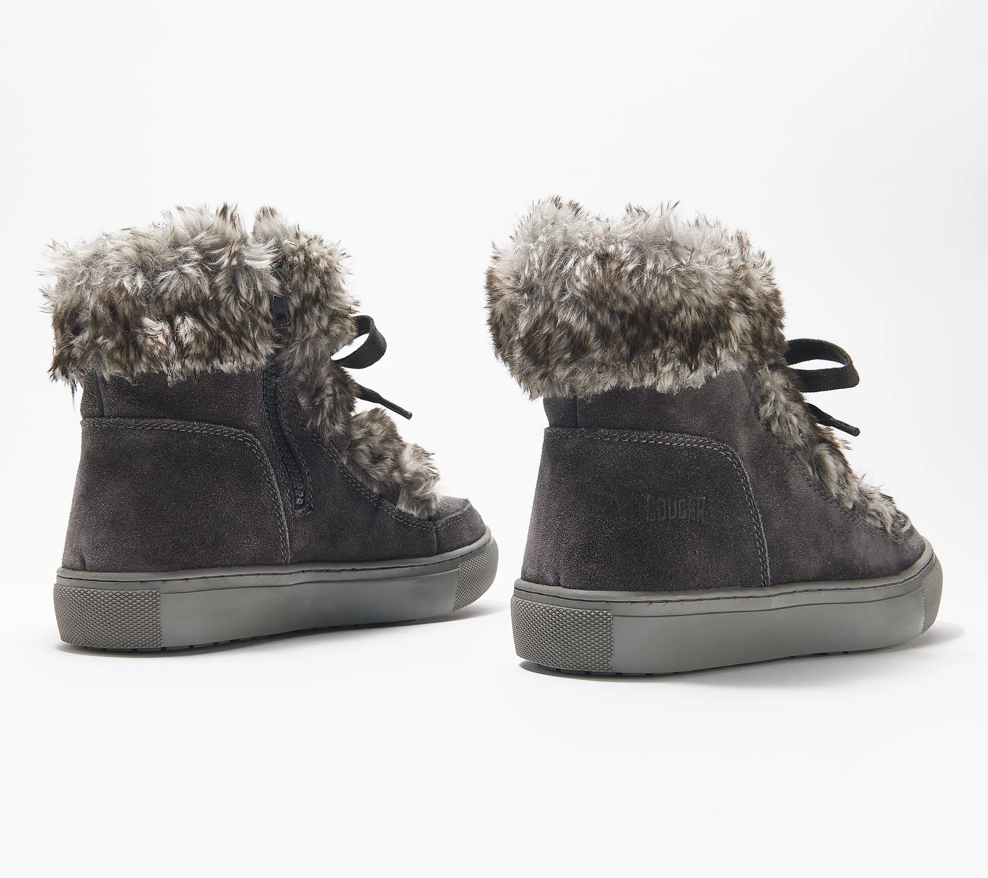 "As Is" Cougar Suede Faux Fur Ankle Boots - Dasha