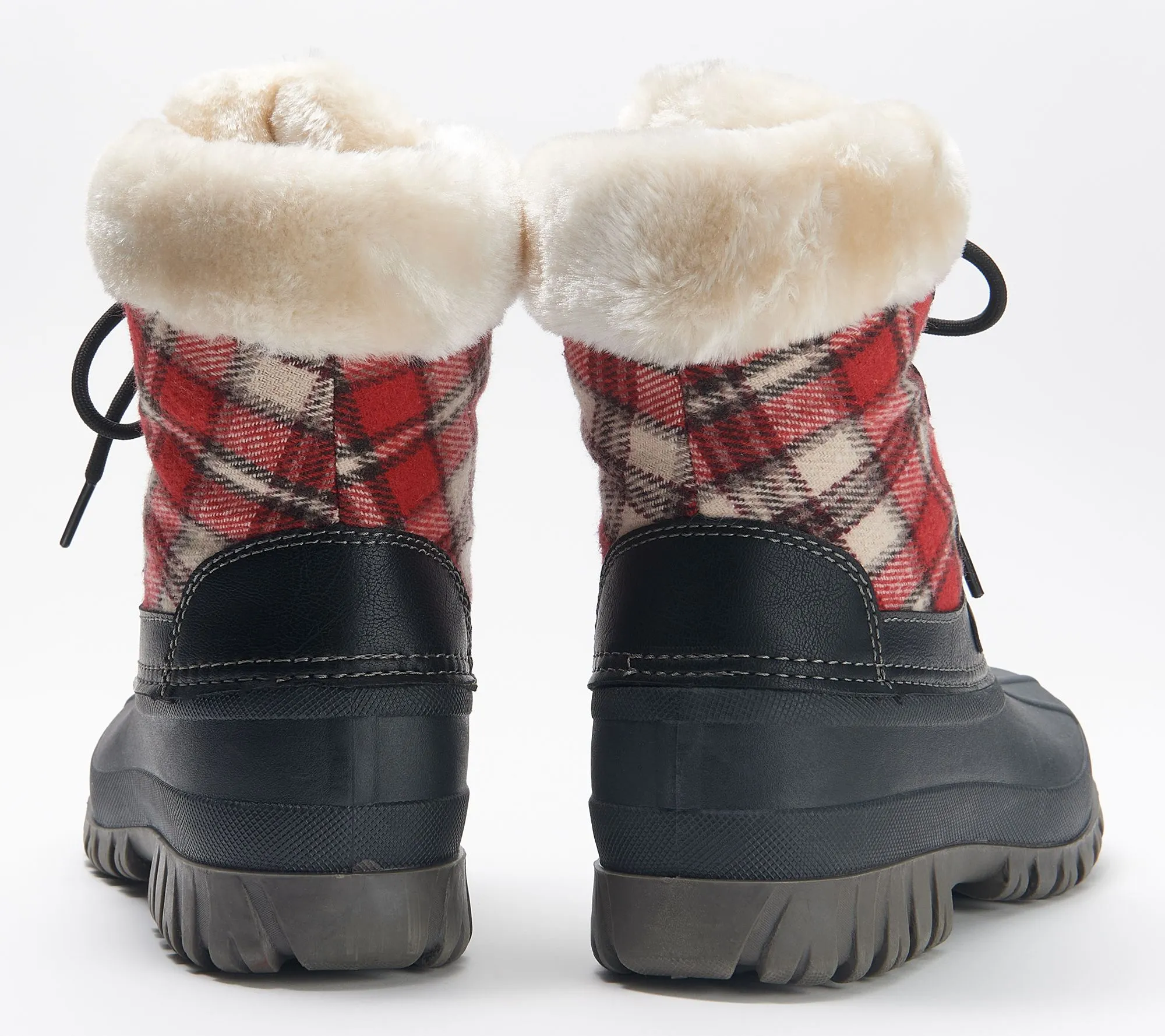 "As Is" Cougar Waterproof Lace-Up Plaid Winter Boots - Cuddle