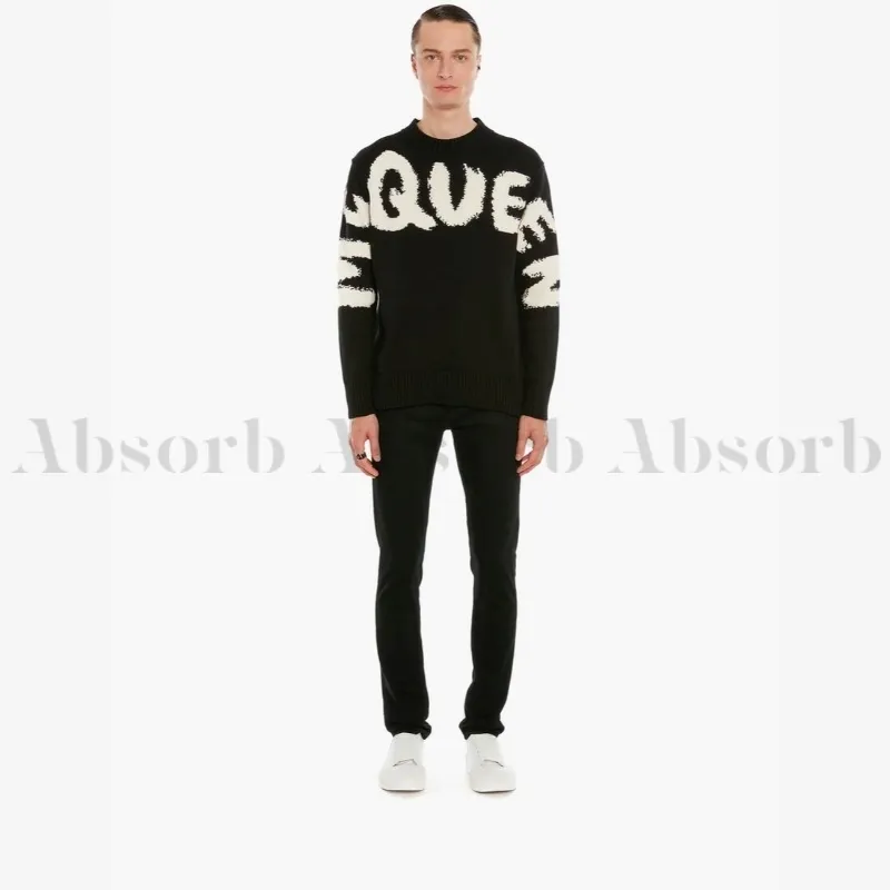 alexander mcqueen  |Crew Neck Street Style Bi-color Long Sleeves Cotton Logo