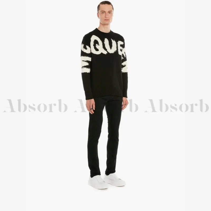 alexander mcqueen  |Crew Neck Street Style Bi-color Long Sleeves Cotton Logo