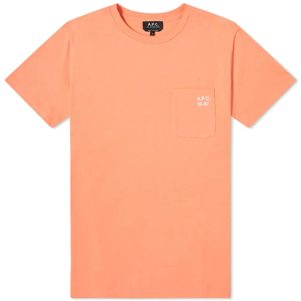 A.P.C. Andrew Logo Pocket T-ShirtCoral