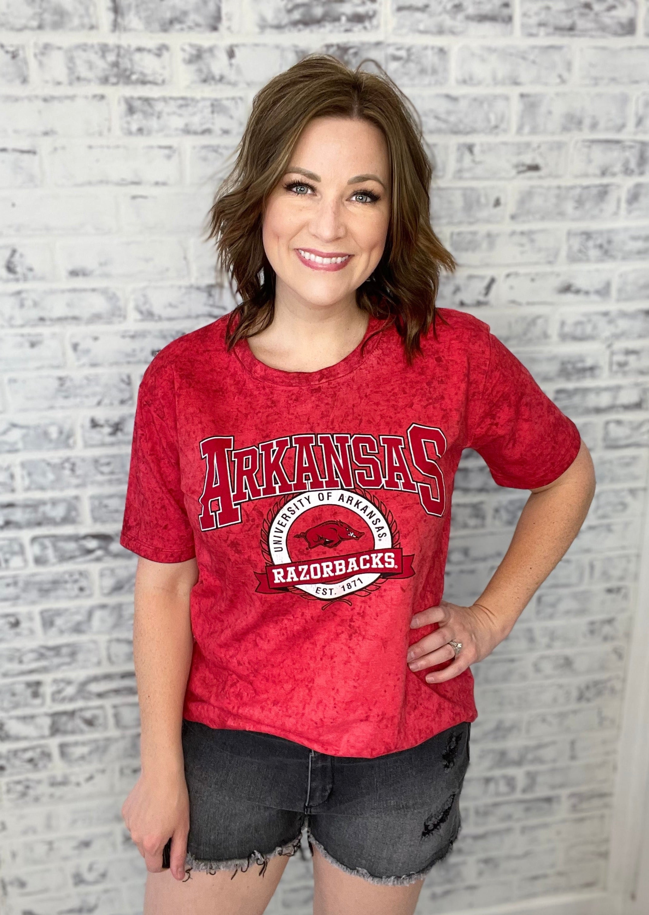 Arkansas Razorback Acid wash Graphic Tee