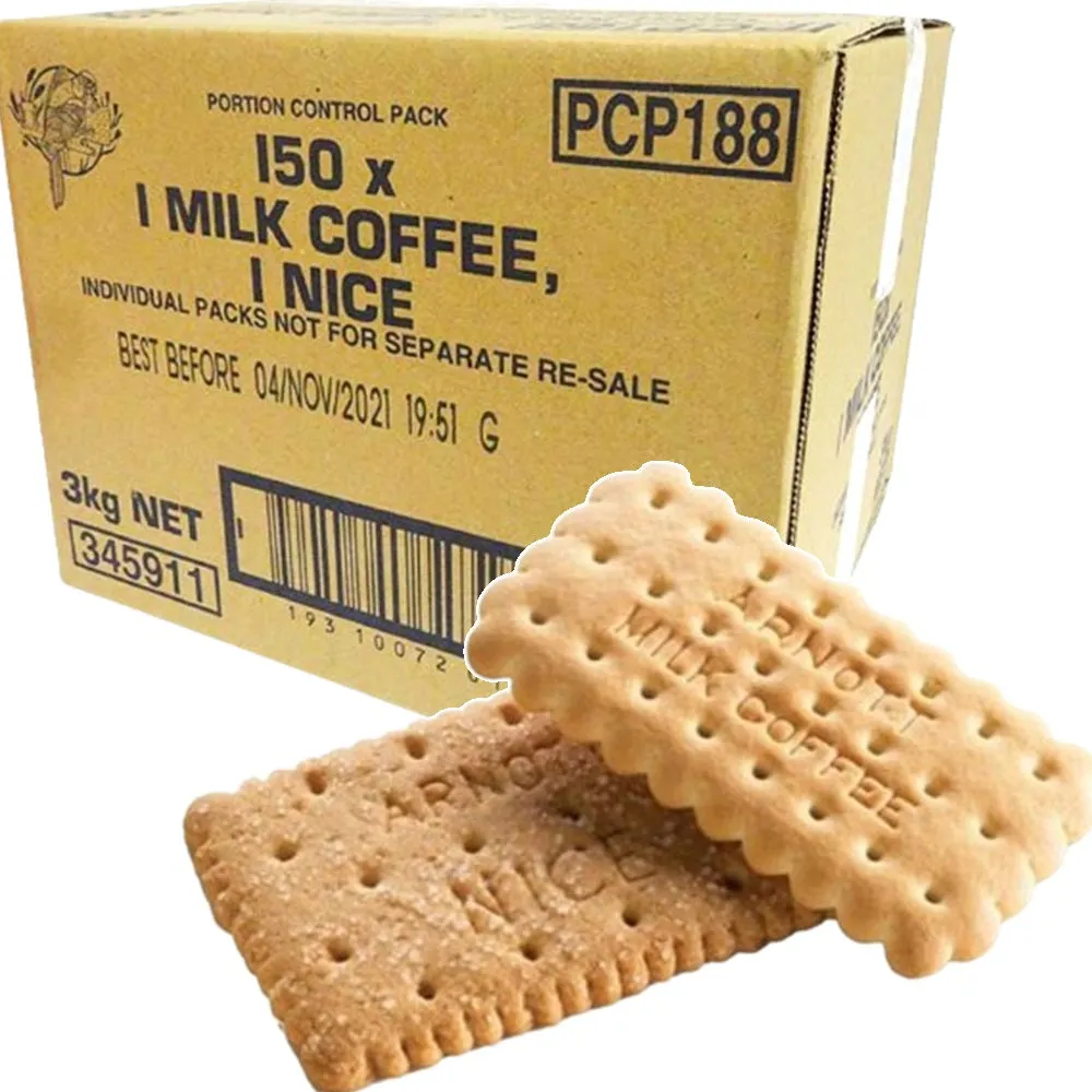 Arnotts Biscuits Portions Milk Coffee & Nice Individual Wrap 150 Pack Carton Bulk Box