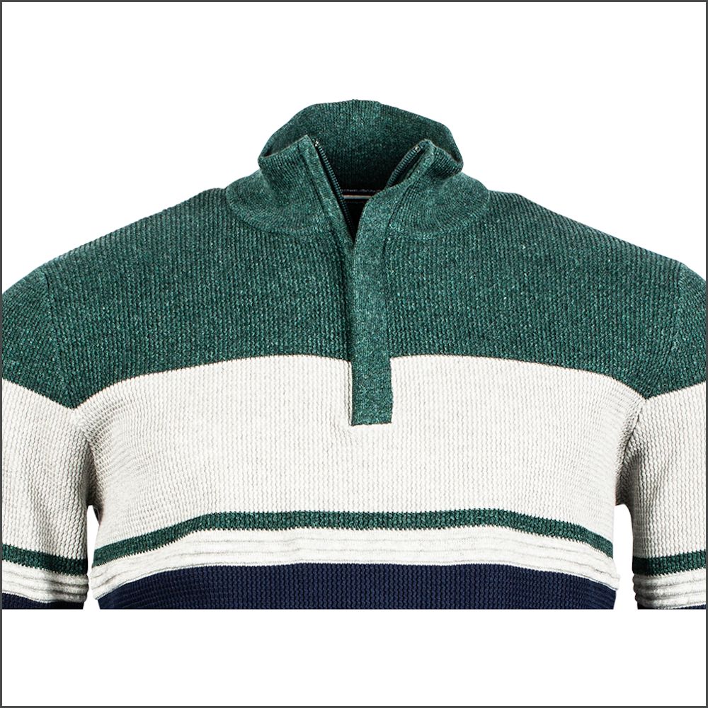 Bailey's Green & Navy Zip Neck: