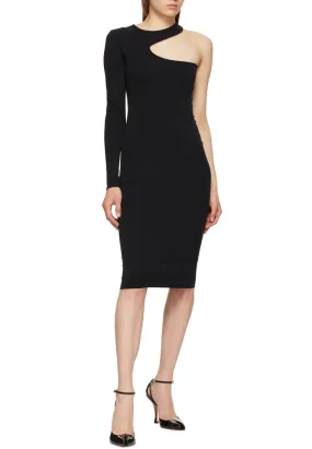 Black Ribbed Core Cutout Midi Dress (Pre-loved)