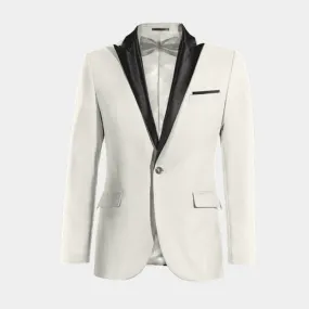  Blazer Tuxedo marfil solapa en pico esencial de 1 botón