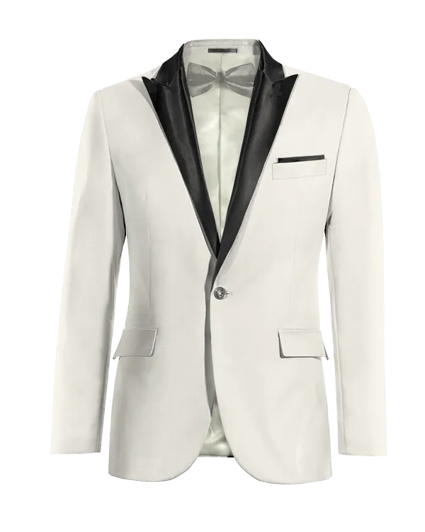  Blazer Tuxedo marfil solapa en pico esencial de 1 botón