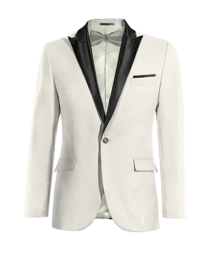  Blazer Tuxedo marfil solapa en pico esencial de 1 botón