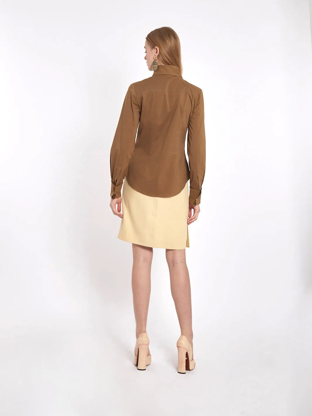 Blumarine Jeans Y2K brown blouse with golden detail on the shoulders