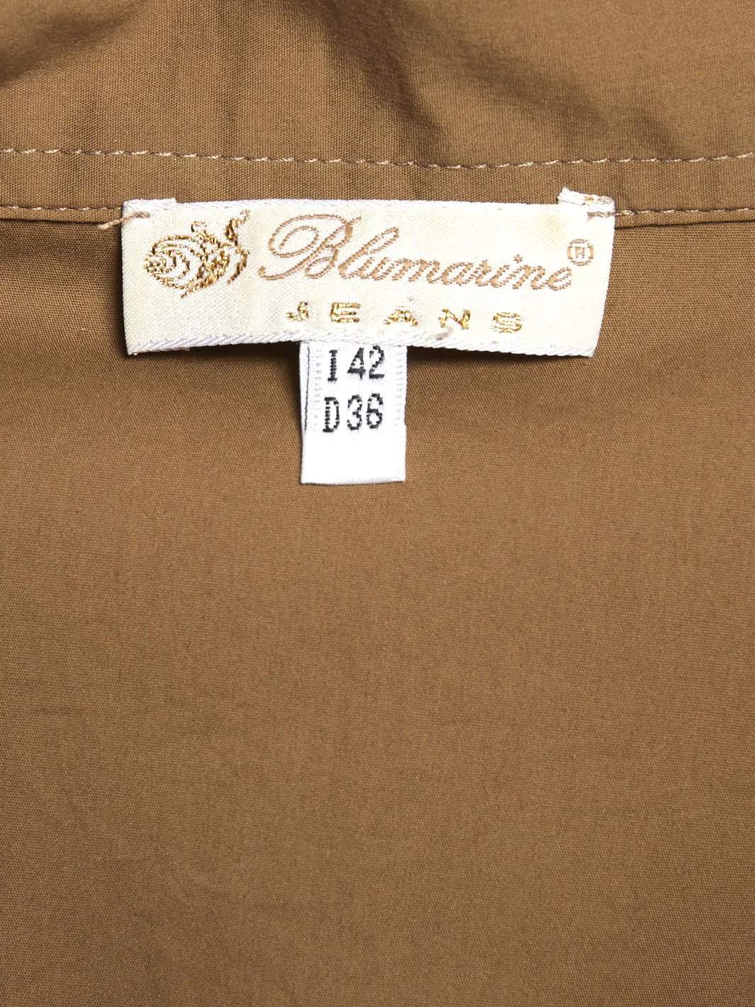 Blumarine Jeans Y2K brown blouse with golden detail on the shoulders