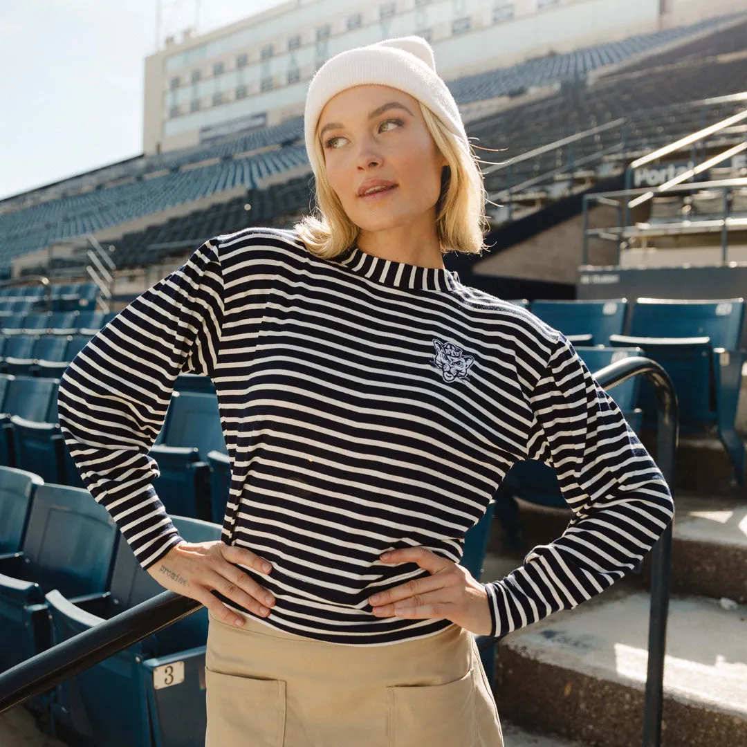 BYU Coco Long Sleeve Tee, Navy Stripe