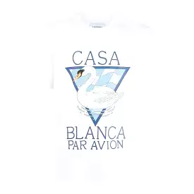 CASABLANCA PAR AVION SCREEN PRINTED T-SHIRT WHITE/BLUE