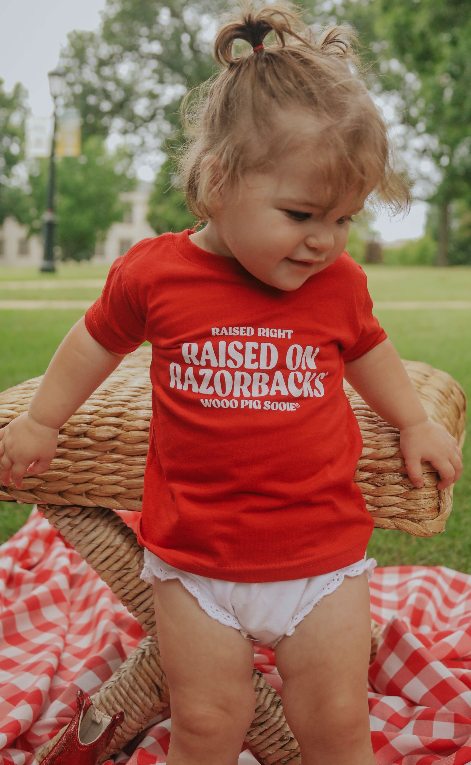 charlie southern: raised on razorbacks kids tee