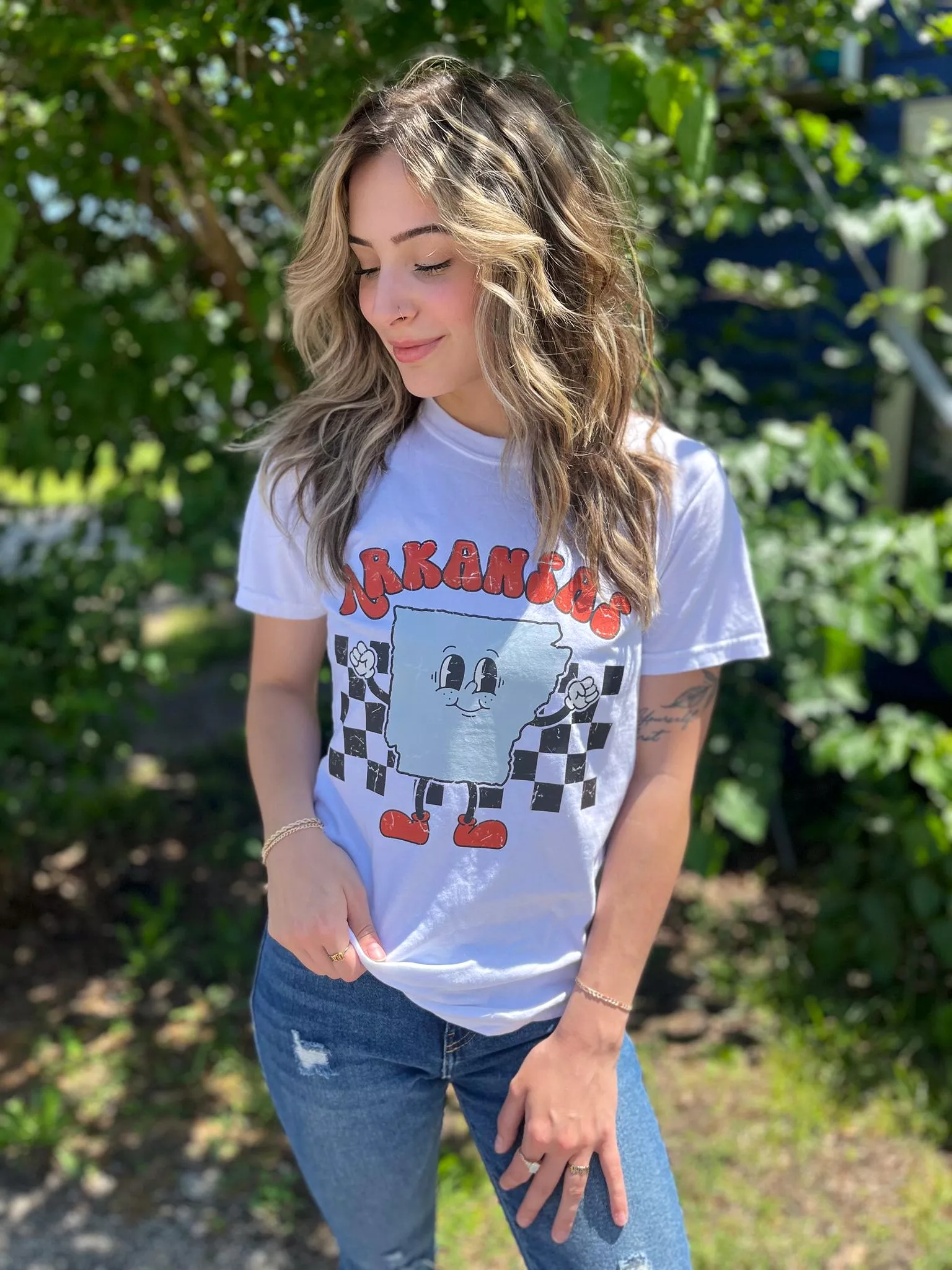 Checkered Arkansas Tee