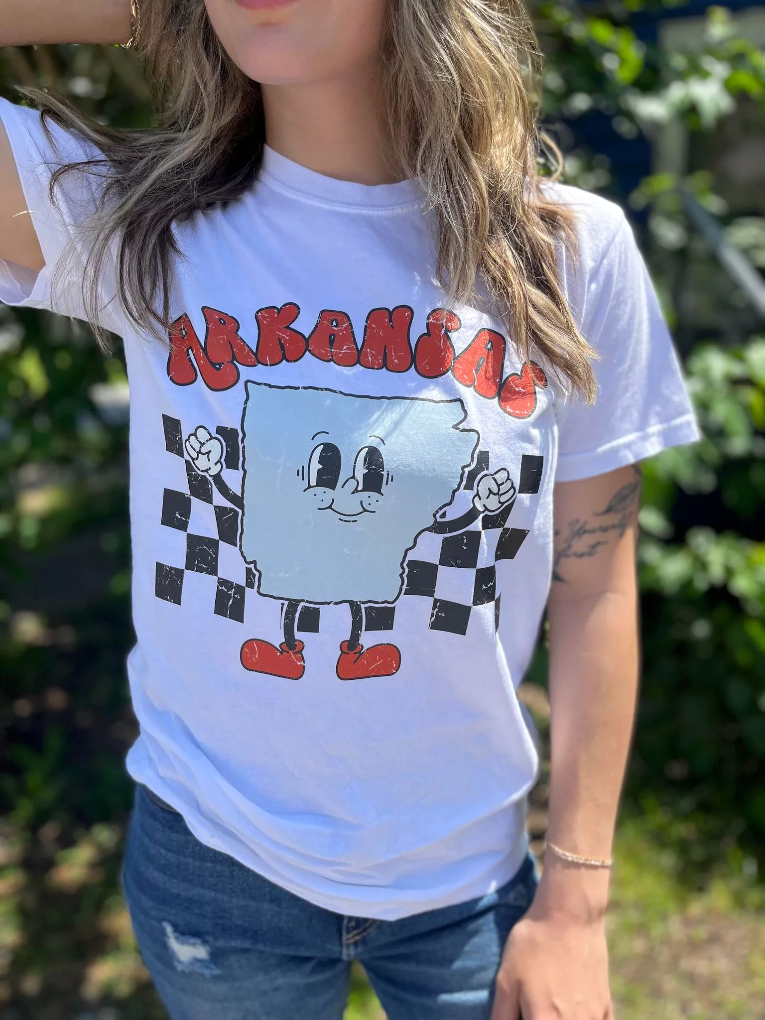 Checkered Arkansas Tee