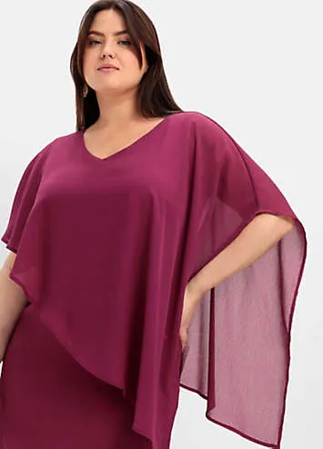 Chiffon Cape Cocktail Dress by Sheego | Look Again