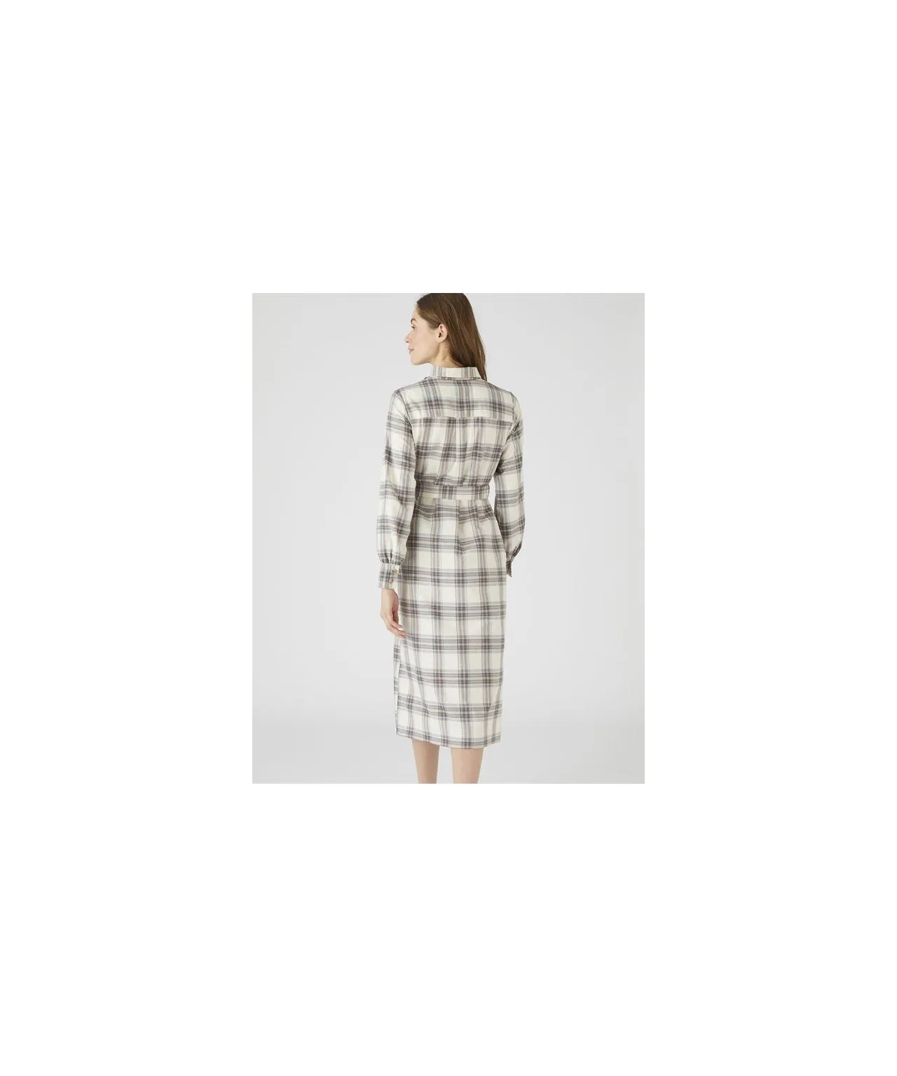 Cotton Rich Tie Front Check Shirt Dress