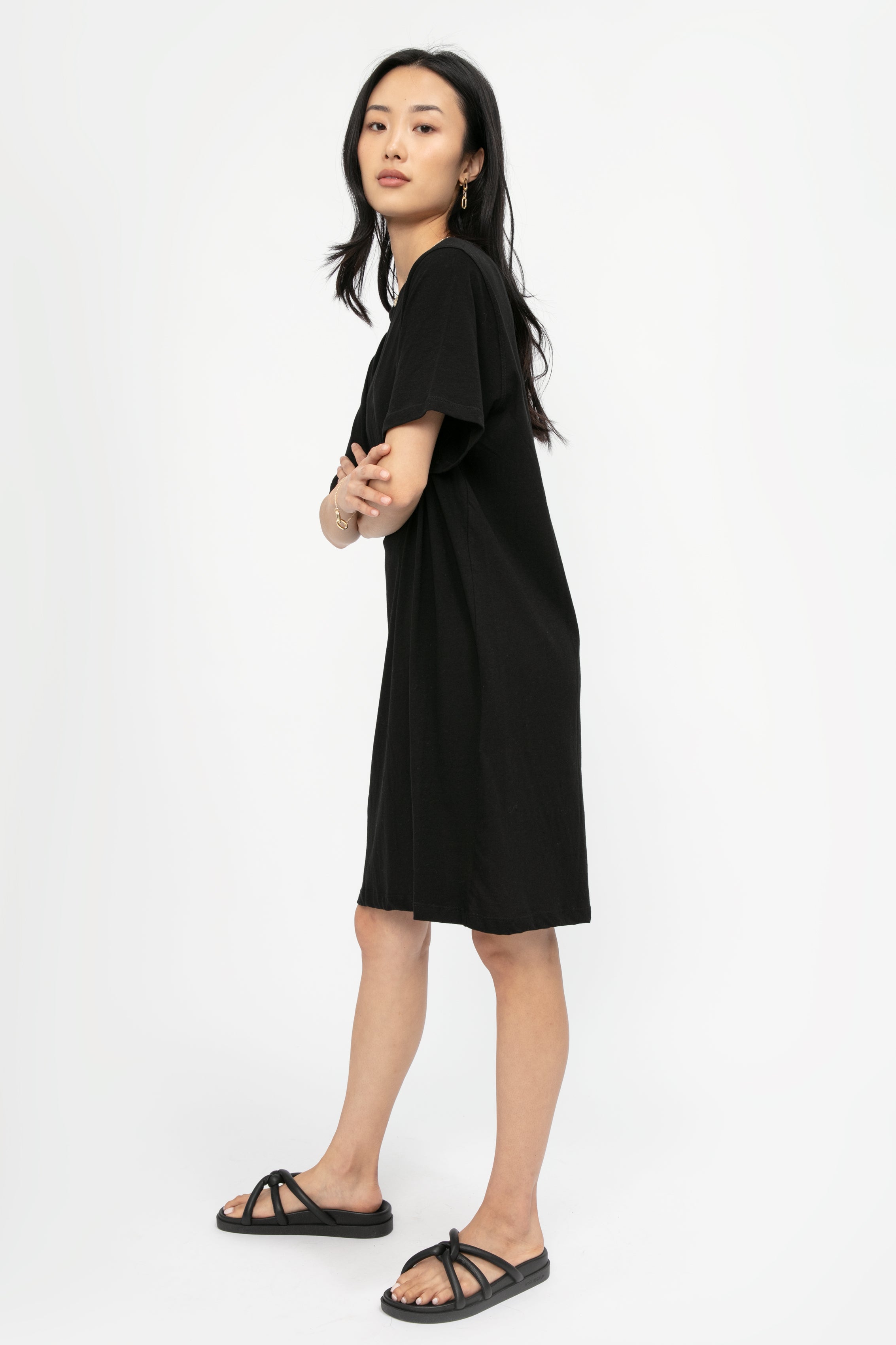 Cotton T-Shirt Dress in Black