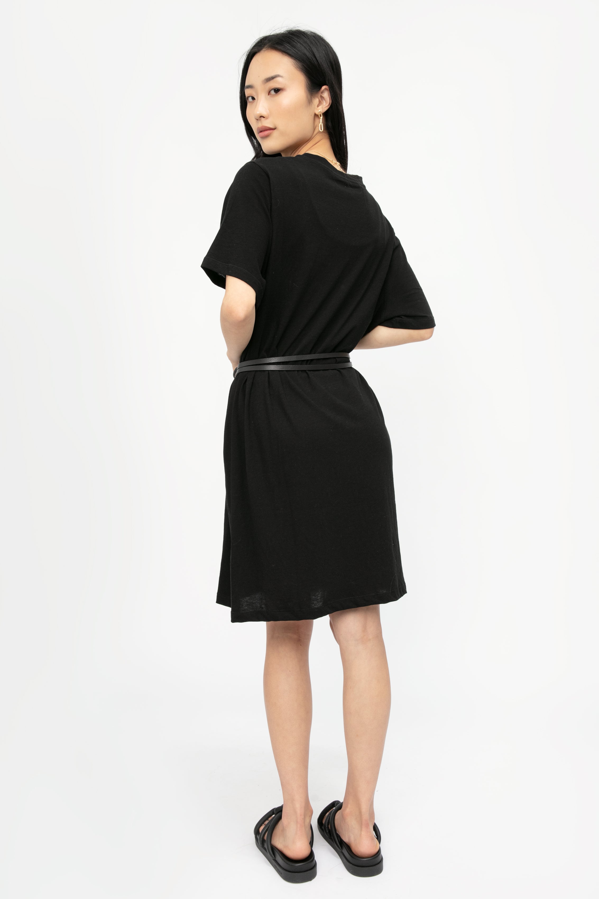 Cotton T-Shirt Dress in Black