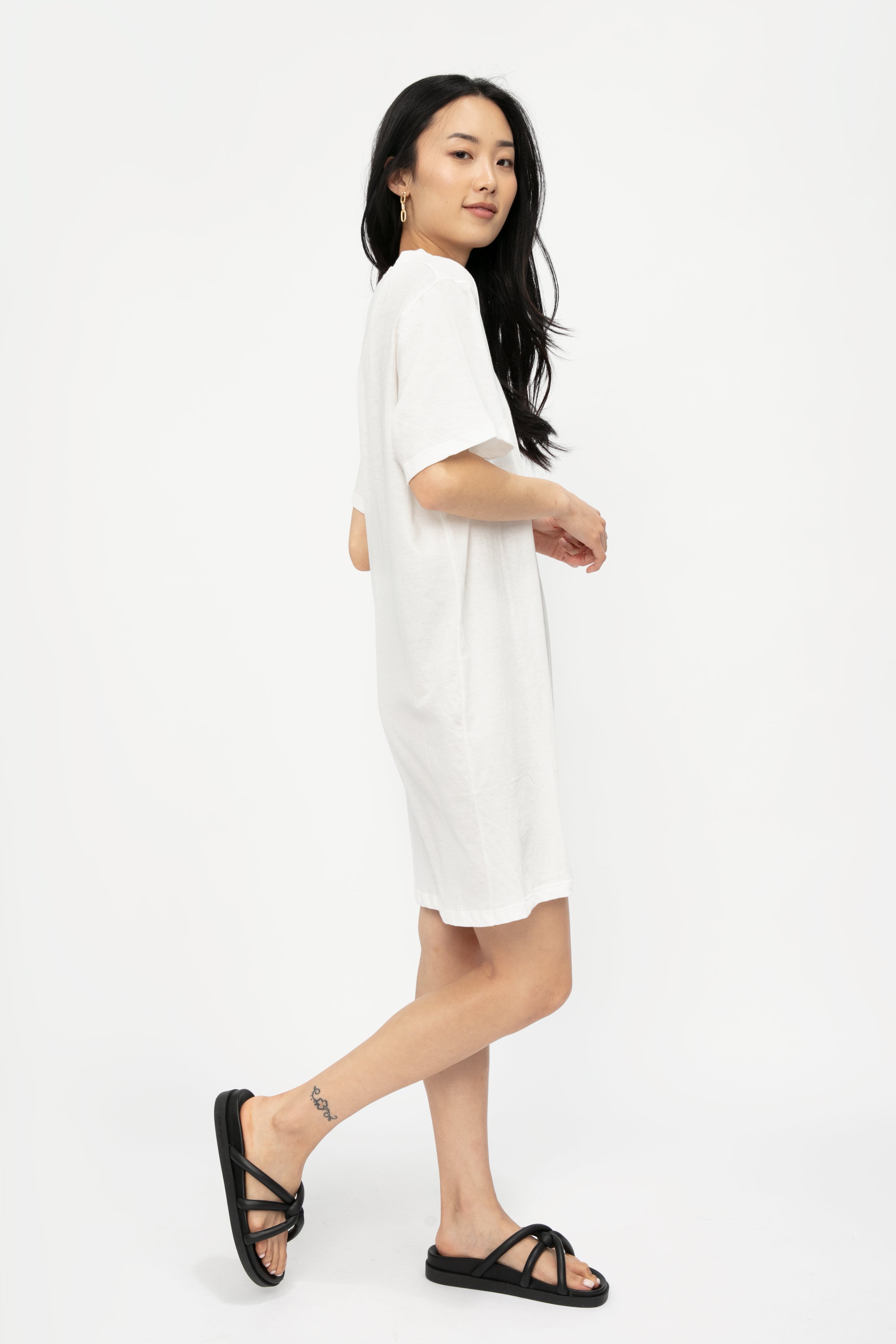 Cotton T-Shirt Dress in Off White