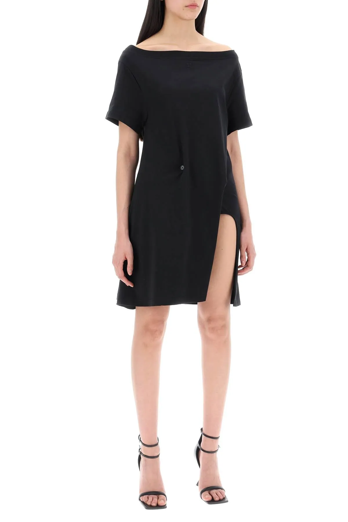 Courreges twisted t-shirt mini dress 224JRO420JS0107 BLACK