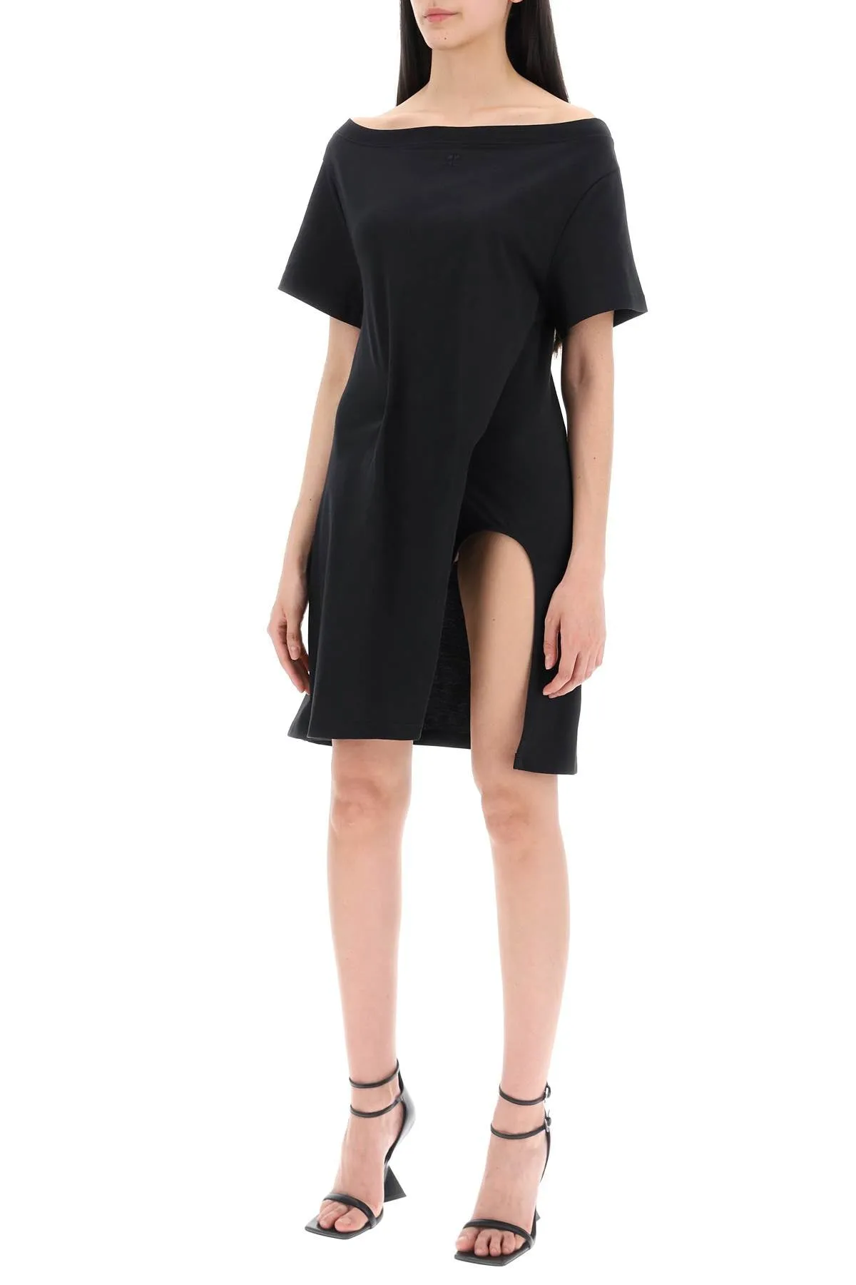 Courreges twisted t-shirt mini dress 224JRO420JS0107 BLACK