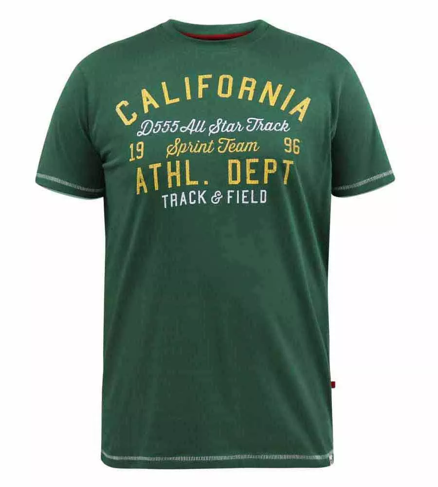 D555 Big Mens California Athletics Printed T-Shirt (PARNWELL)