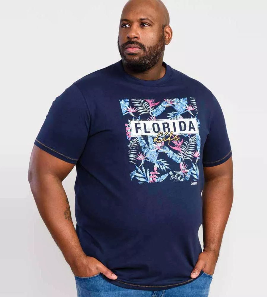 D555 Big Mens Florida Floral Printed T-Shirt (PRESTWICK)