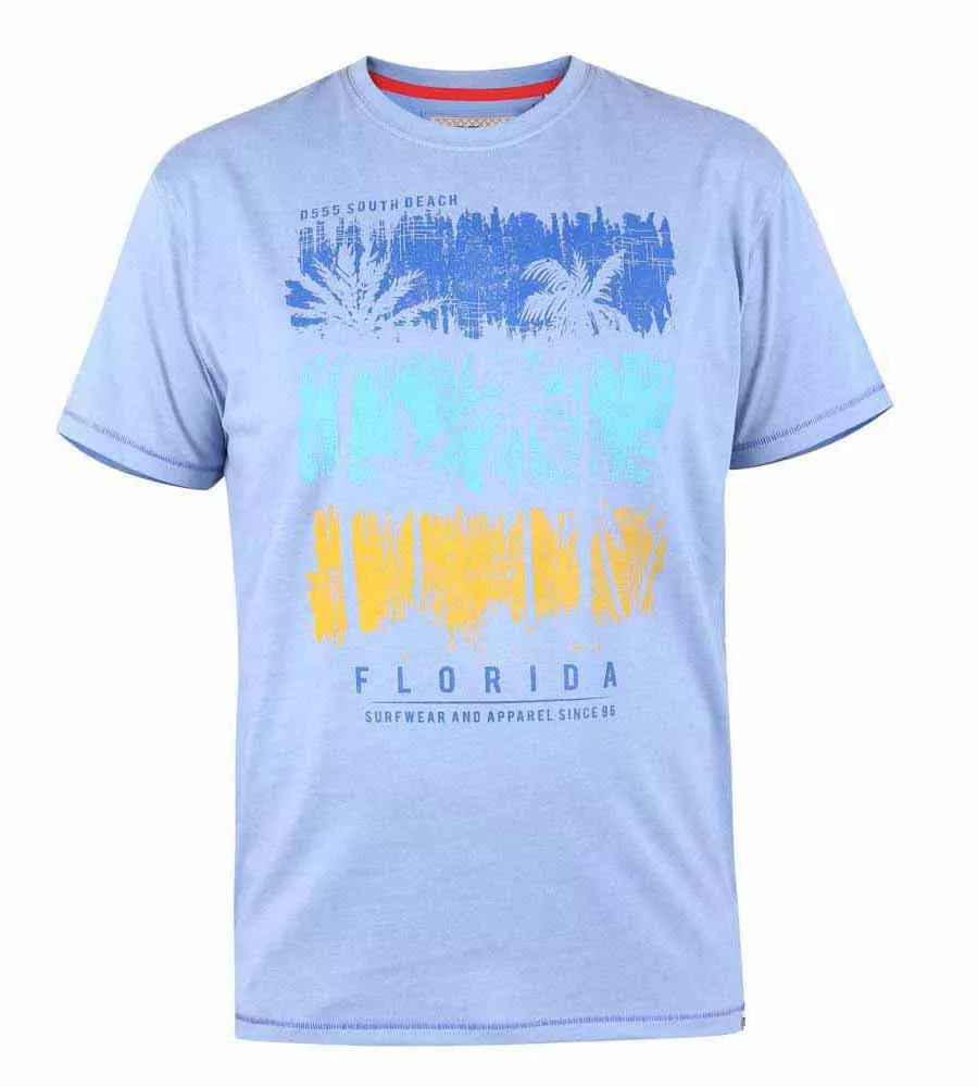 D555 Big Mens Florida Palm Tree Printed T-Shirt (MARHAM)