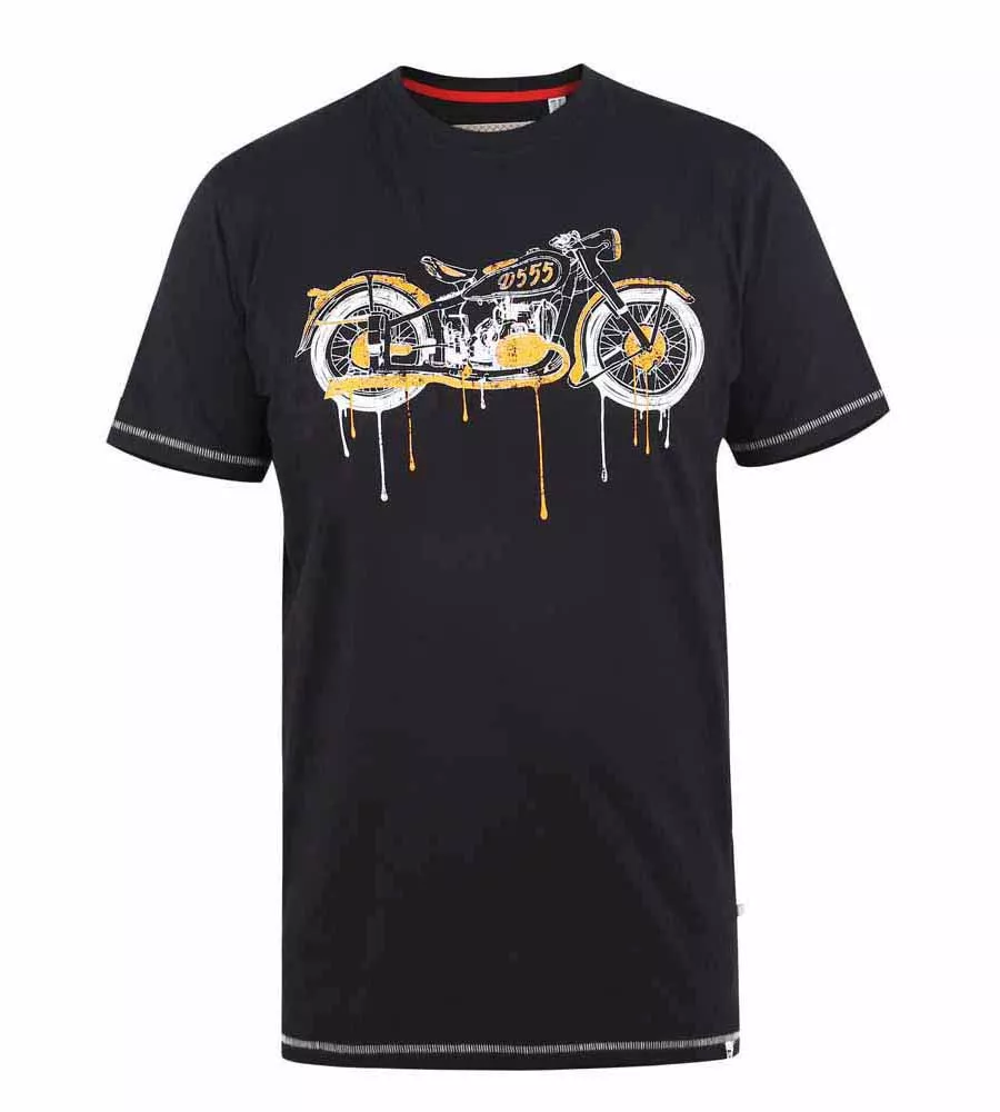 D555 Big Mens Motorbike Printed T-Shirt With Drip Effect (ROCHESTER)