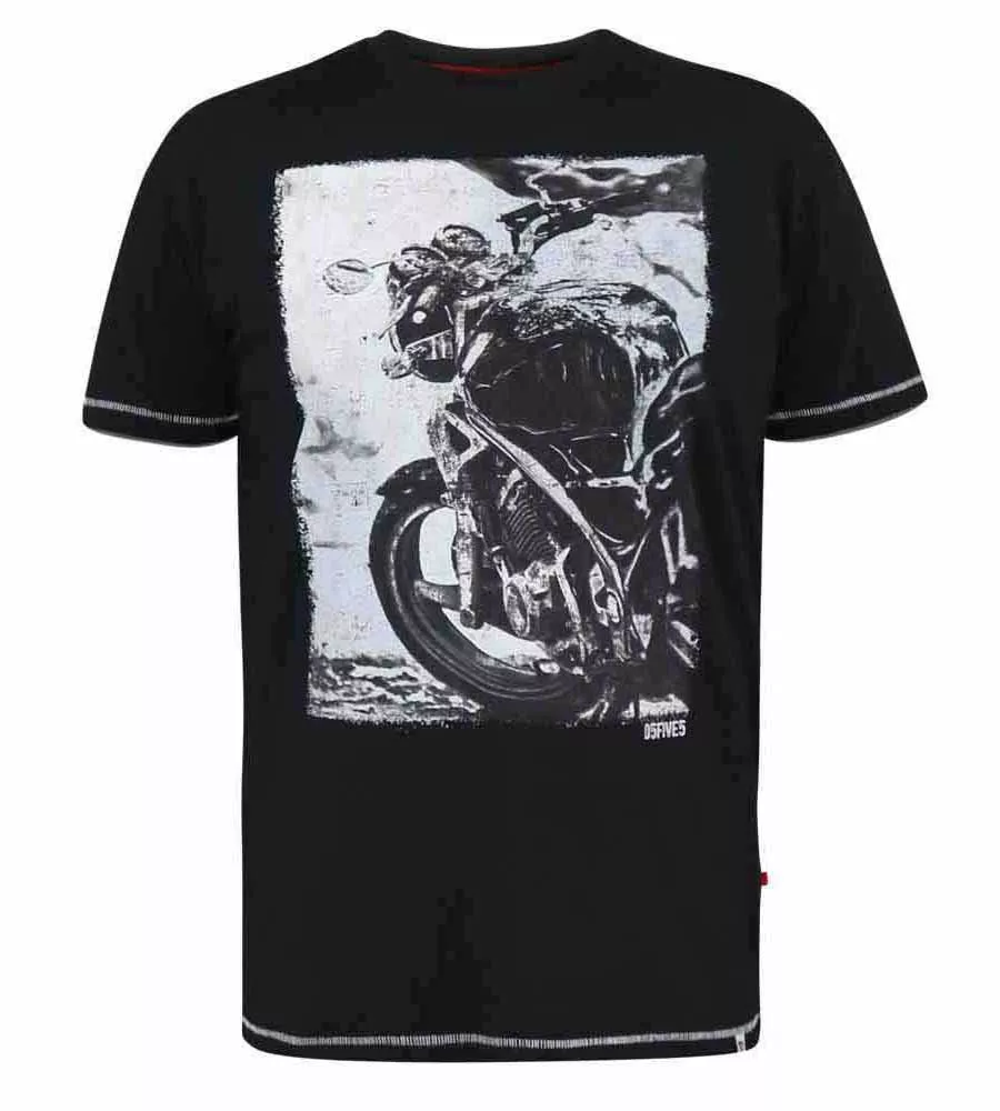 D555 Big Mens Photographic Motorcycle Printed T-Shirt (PINEWOOD)