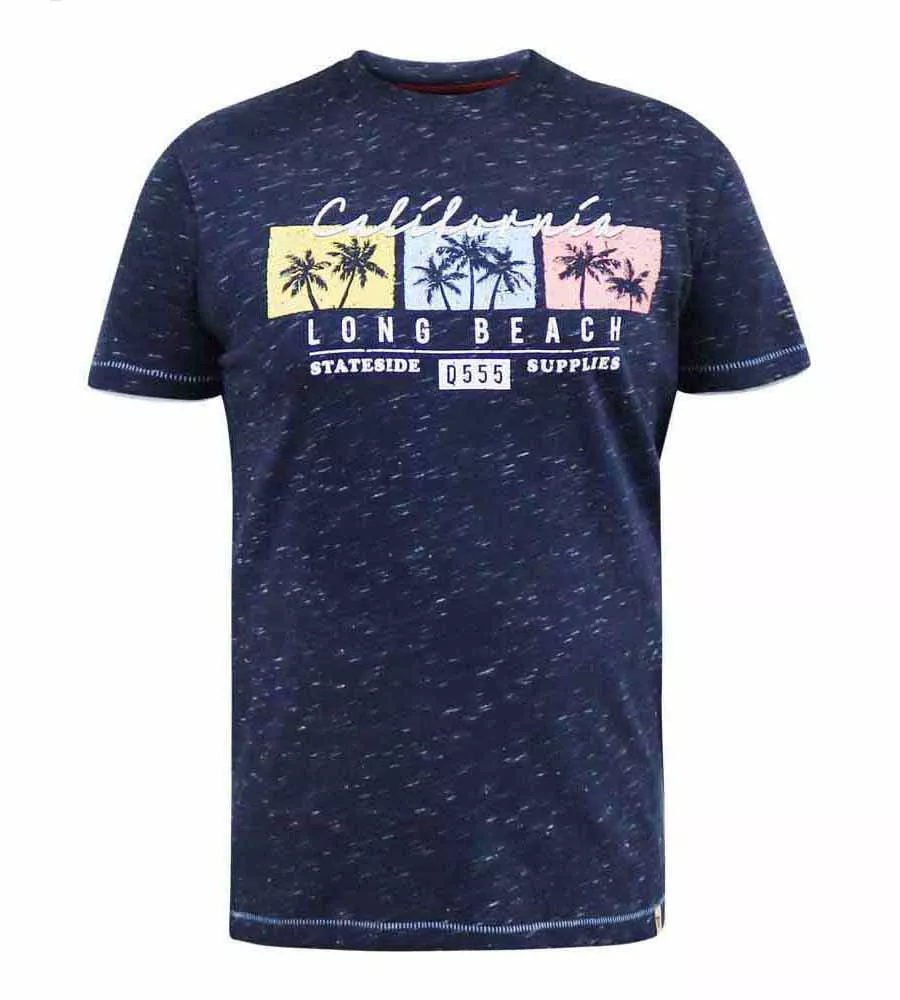 D555 Mens California Long Beach Printed T-Shirt (THORNDON)