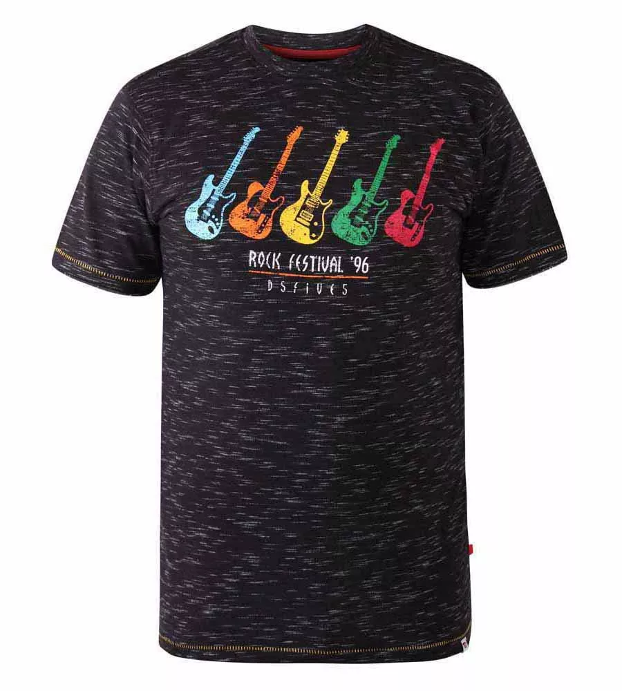 D555 Mens Multi Guitar Printed T-Shirt (BARNET)