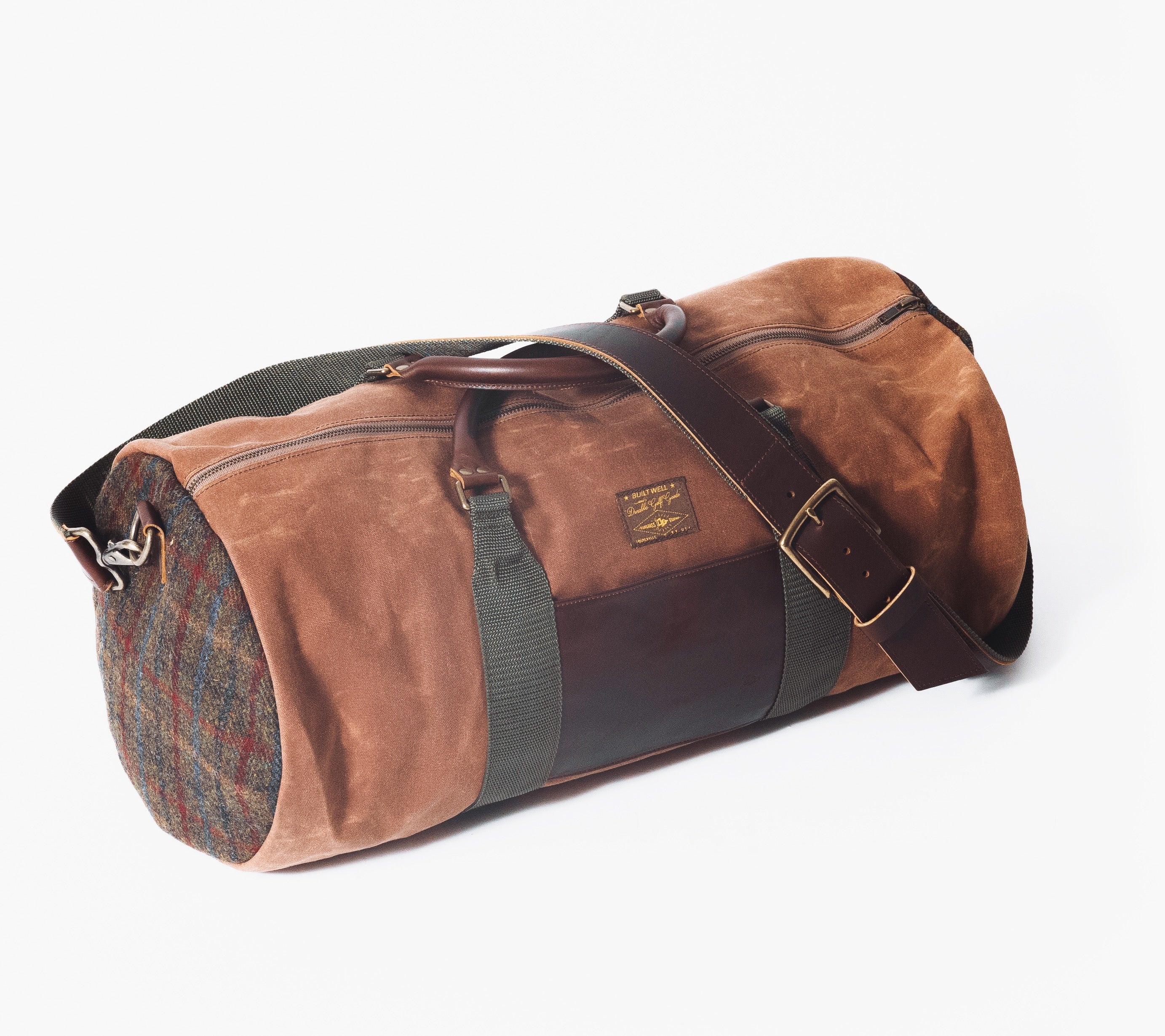 Daily Duffel Bag // Brown Waxed Canvas and Harris Tweed