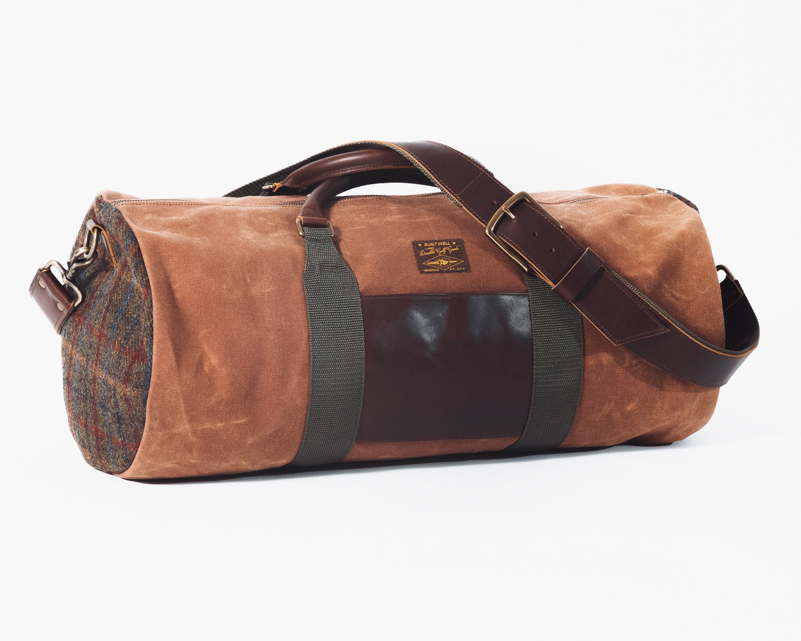 Daily Duffel Bag // Brown Waxed Canvas and Harris Tweed