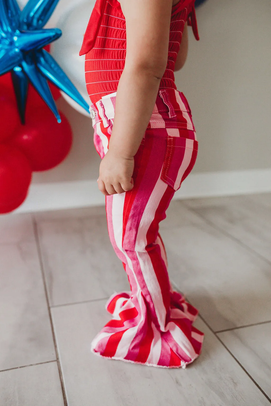 DAISY STRIPED GIRLS BELL BOTTOMS