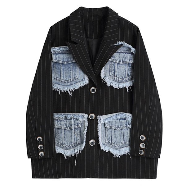 Denim Pocket Stripe Blazer