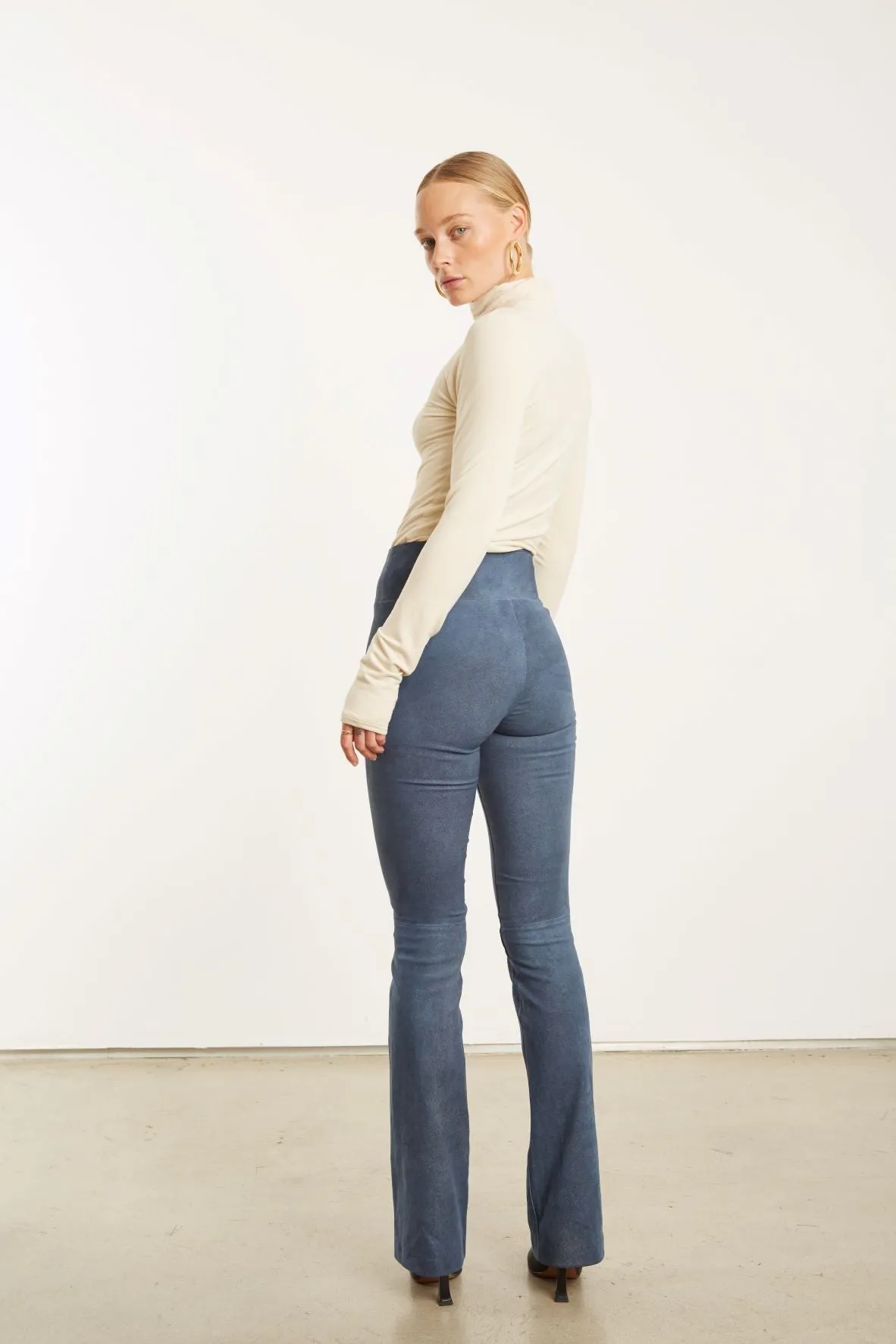 Denim Suede Micro Flare Leggings