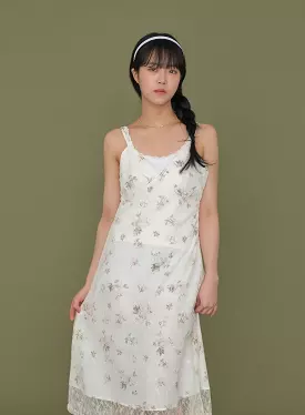 Double Flower Lace Maxi Sleeveless Dress