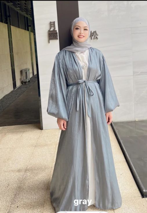 Double Layer Abaya Kimono Solid Color Muslim Women Hijab Dress Islamic Clothing Dubai Saudi Robe Turkish Modesty Casual Outfits 