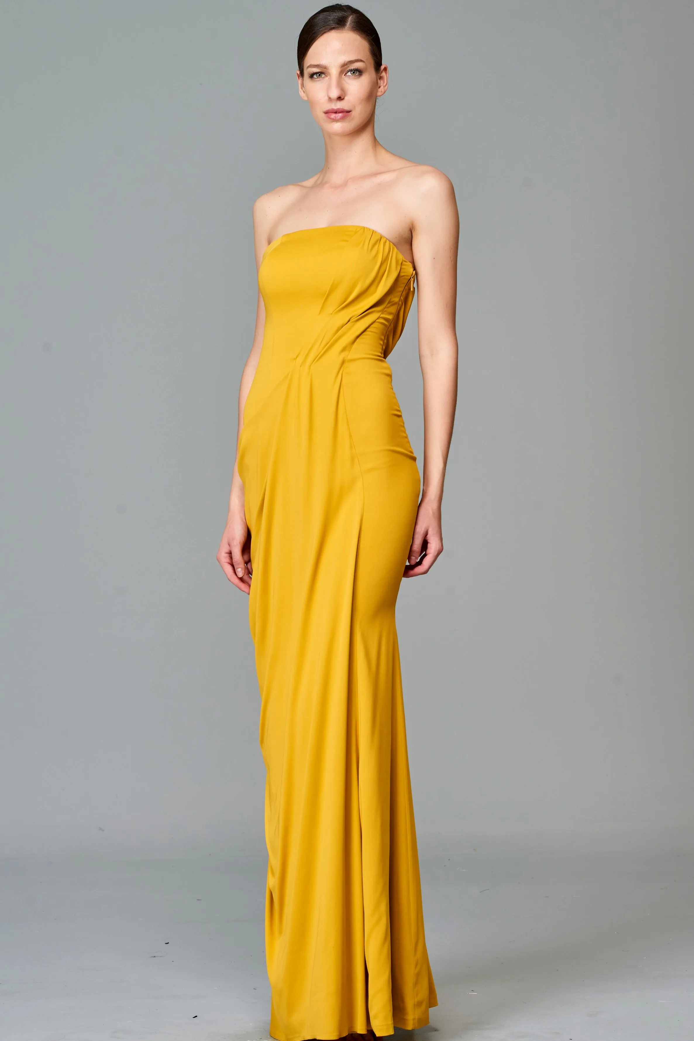 Draped Double Viscose Long Dress