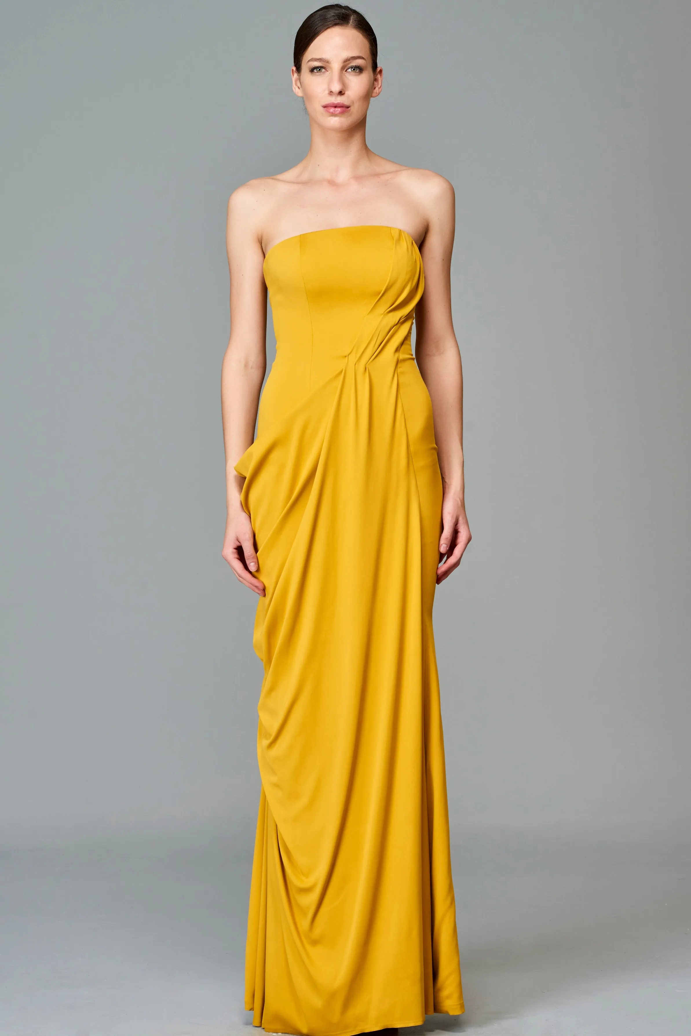 Draped Double Viscose Long Dress