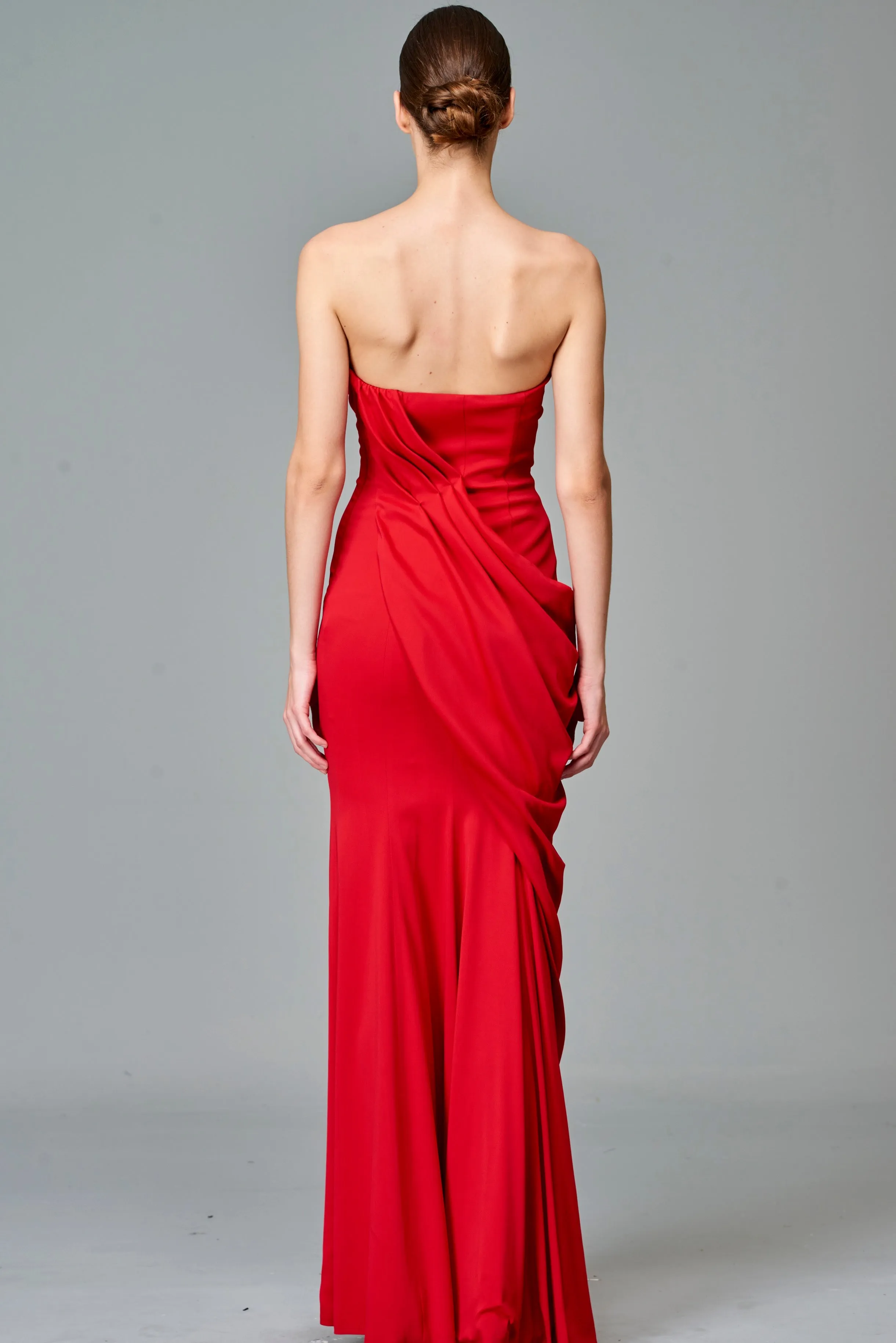 Draped Double Viscose Long Dress