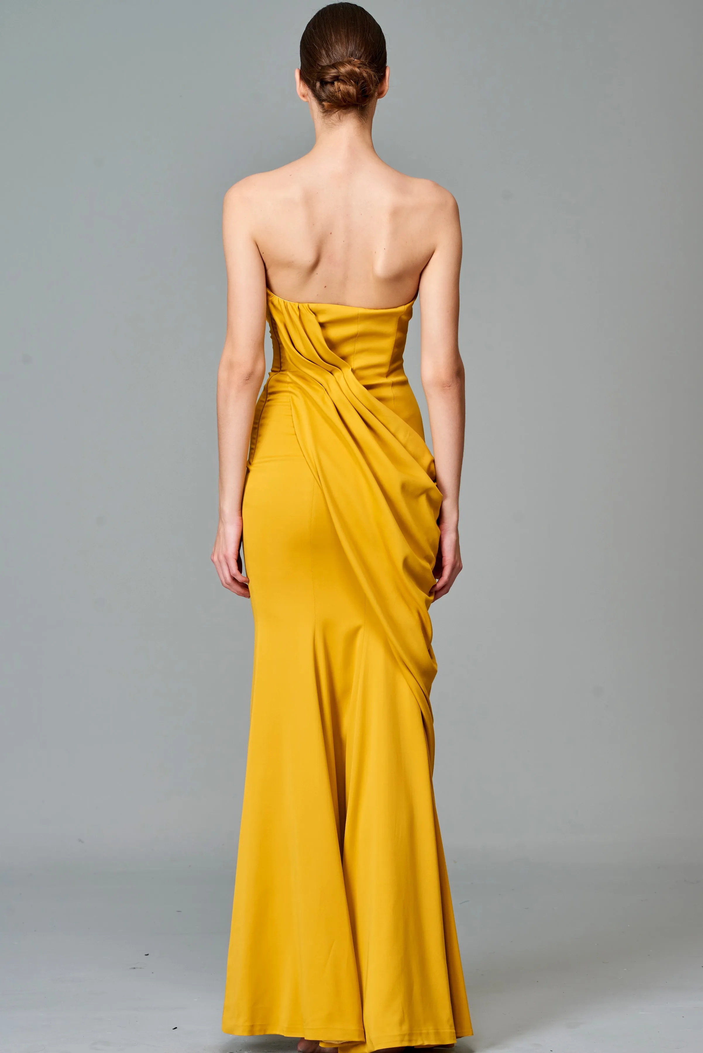 Draped Double Viscose Long Dress