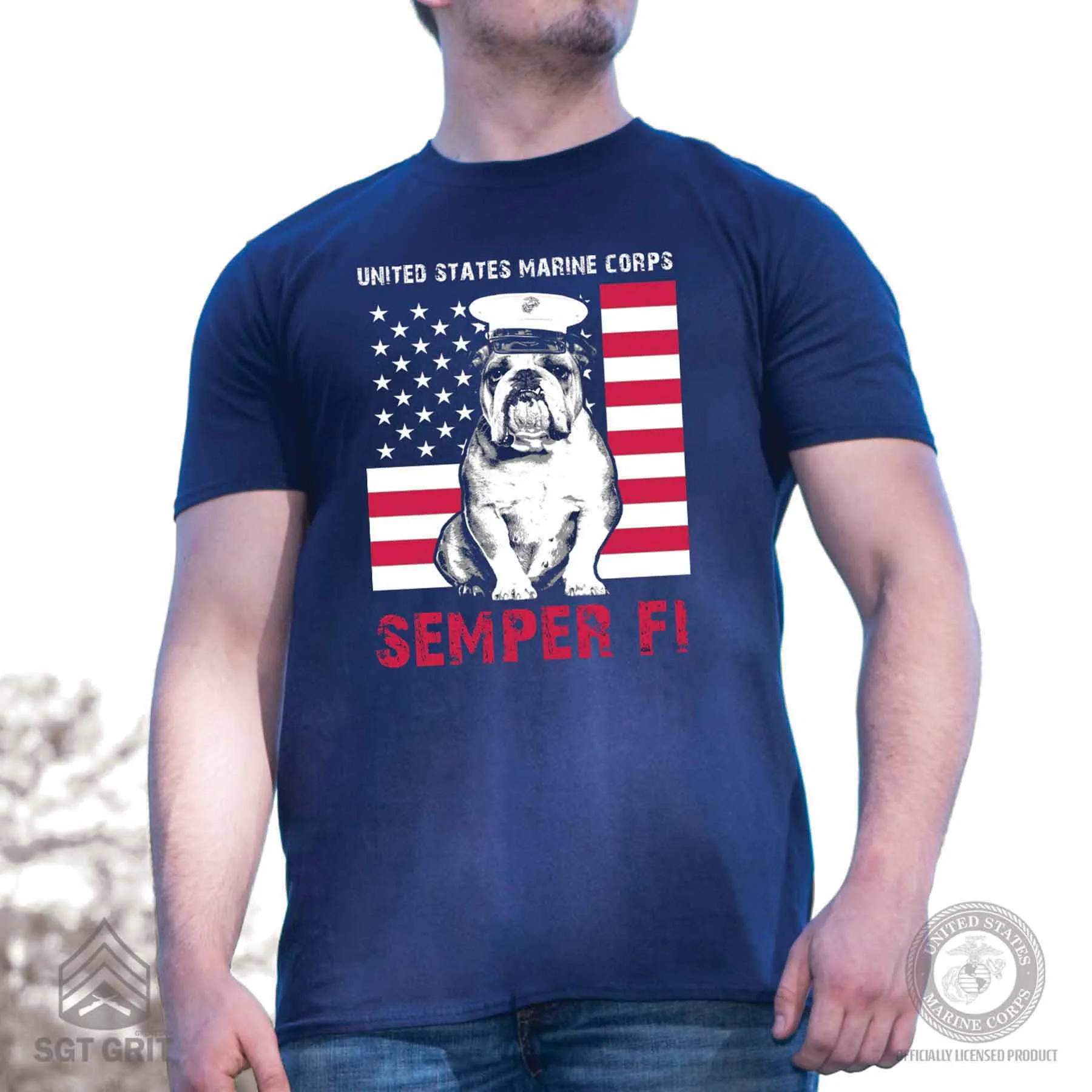 Dress Blues Bulldog Full Front T-shirt