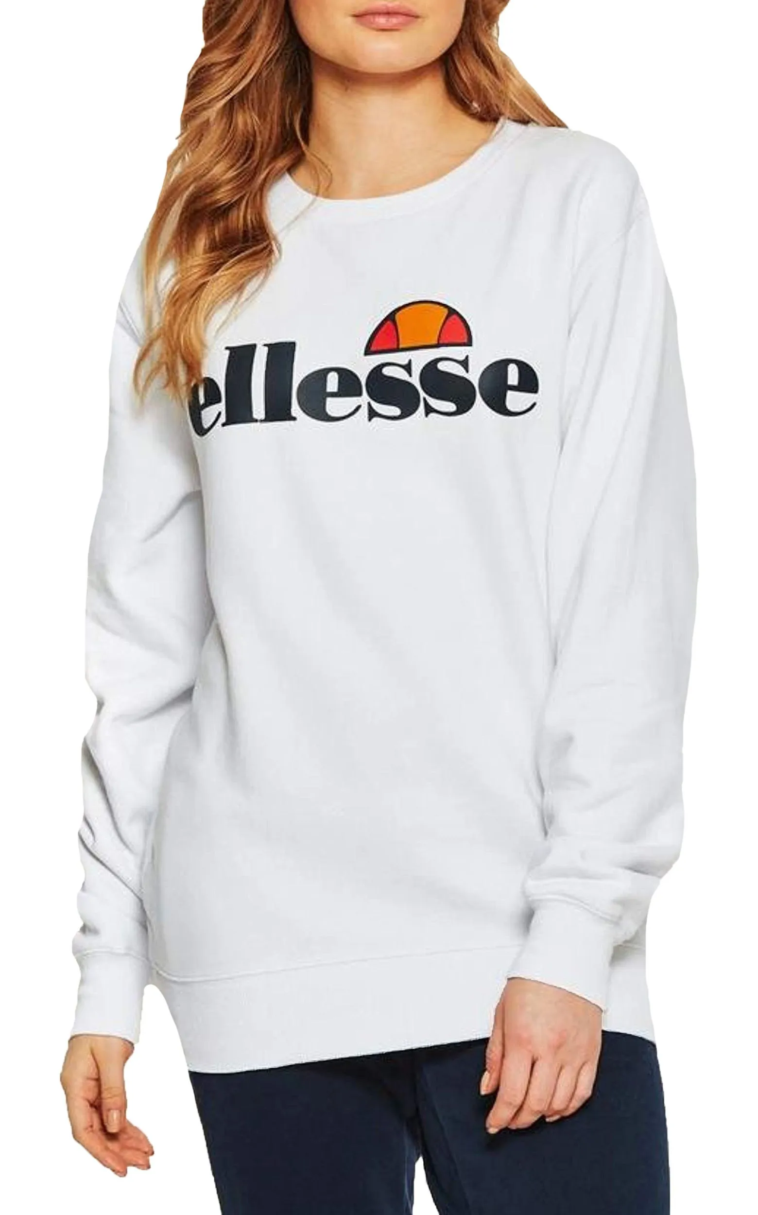 Ellesse Womens Agata Logo Crew Neck Sweatshirt White