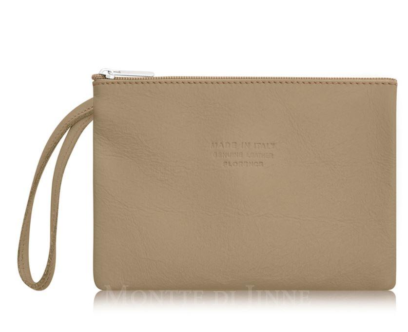 Fabucci Taupe  Leather Wristlet Purse