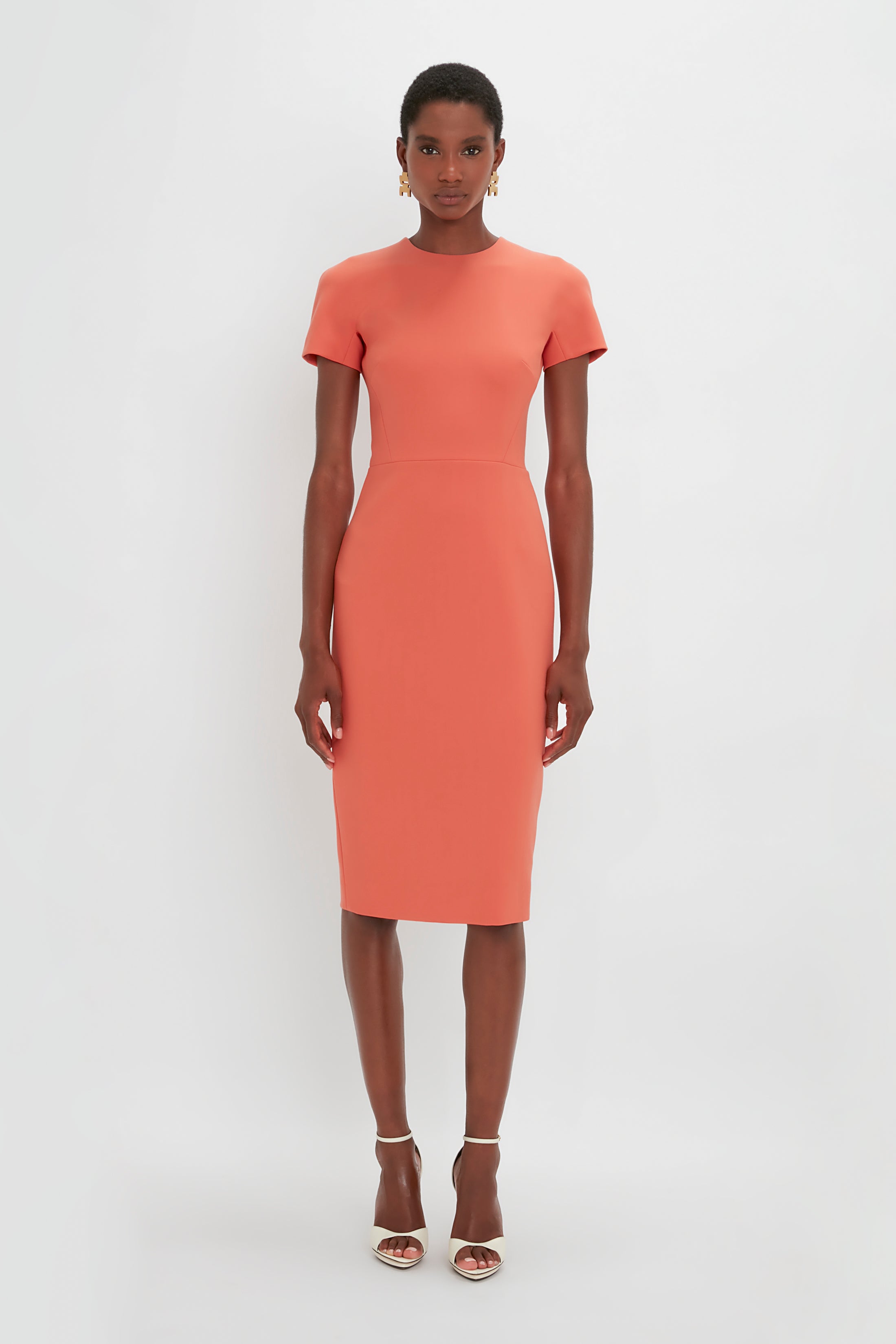 Fitted T-Shirt Dress In Papaya