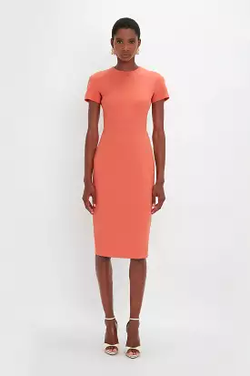 Fitted T-Shirt Dress In Papaya